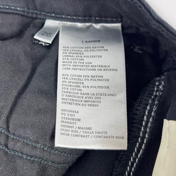 L'Agence Margot High-Rise Skinny Jeans in Noir Contrast Size 26 NEW - Picture 6 of 9